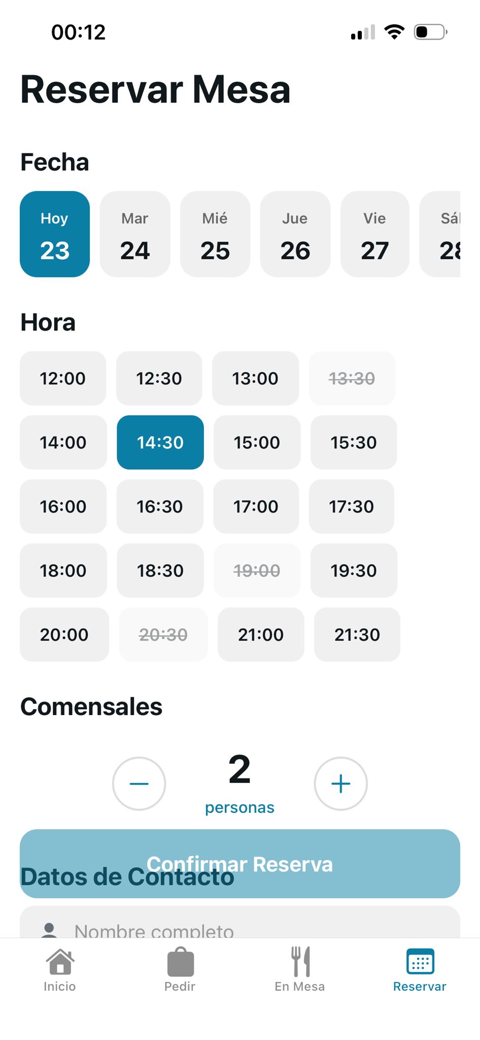 Sistema de reservas